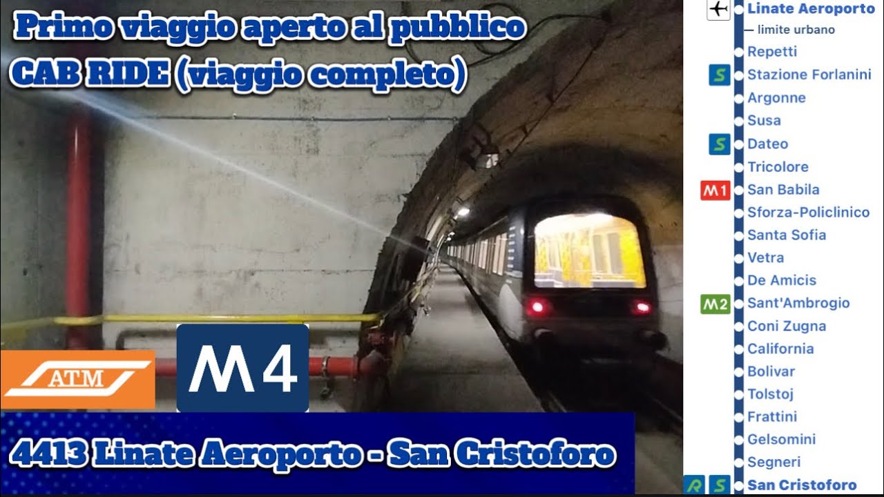🚇PRIMO viaggio su TUTTA la linea 🔵 M4 fino a SAN CRISTOFORO sul 4413 (nuova versione)
