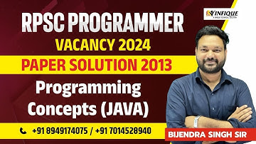 RPSC PROGRAMMER VACANCY 2024 || 2013 PAPER SOLUTION || OOPS PROGRAMMING CONCEPT  BY BIJENDRA SIR
