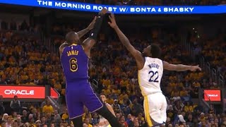 LeBron James INSANE Rainbow Shot Over Andrew Wiggins | Lakers vs Warriors Game 2