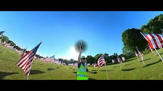 Horizontal Bullet Time Walk Among The Indepence Day Flag Field At Seven Gables Park In Wheaton, Il