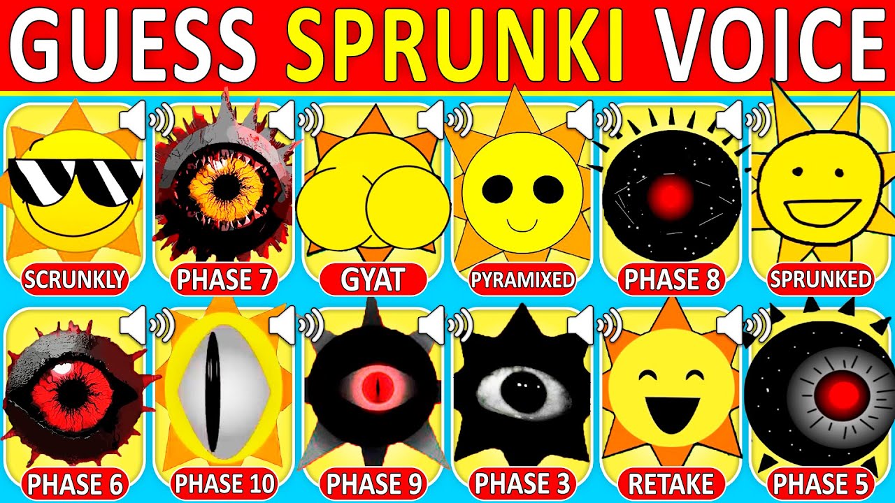 😱 INCREDIBOX SPRUNKI | Guess the MR. SUN from Different Phases,Games - Phase 1-10, Retake, Pyramixed
