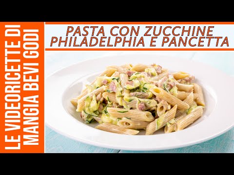pasta-con-zucchine,-philadelphia-e-pancetta---ricetta-di-pasta-cremosa-e-velocissima