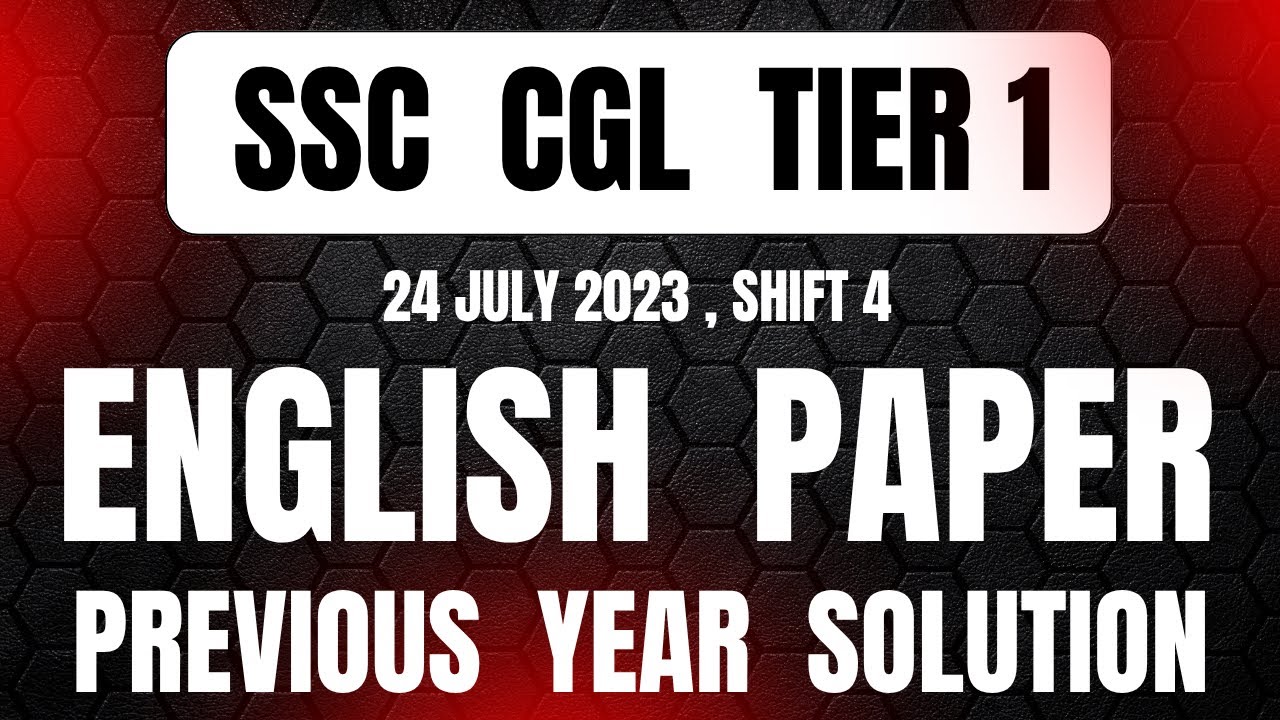 ssc cgl tier 1 english || previous year question paper || SOLVED ...