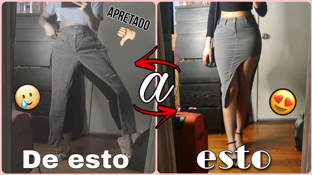 Transformando Pantalon Apretado En Falda Con Abertura 🤩 (cosido a mano ...