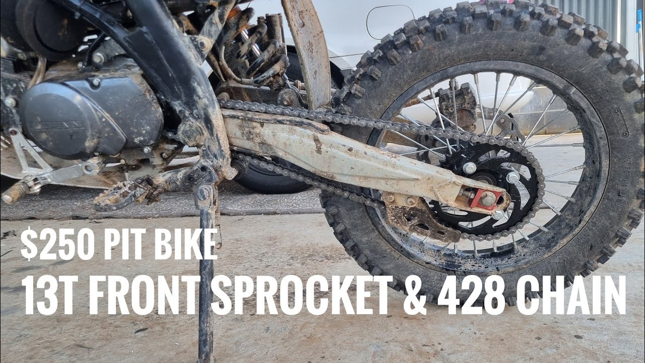 Байк за 250 долларов | Передняя звёздочка 13 зубьев и замена цепи с шагом 420 на 428, часть 1 | У...