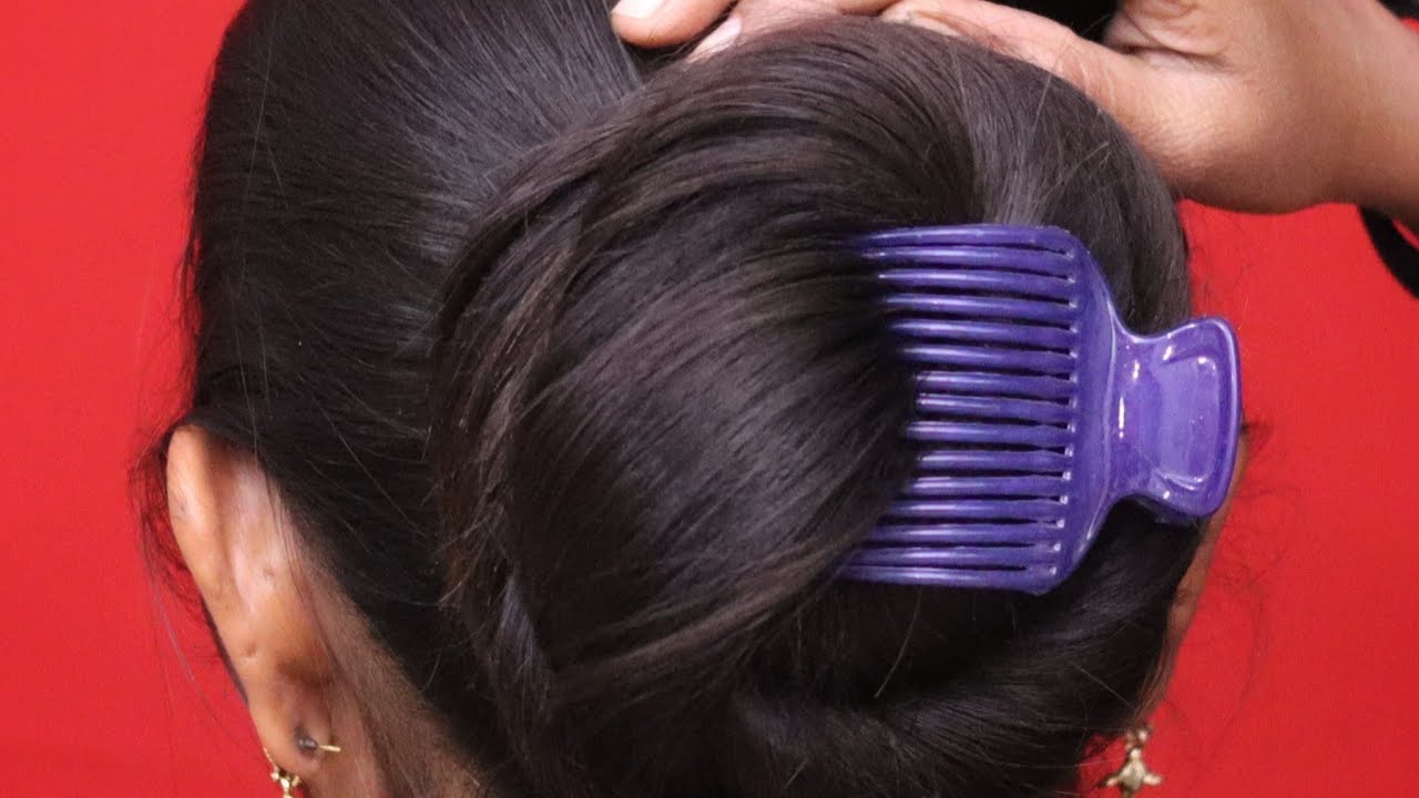 Simple Clutcher Bun Hairstyle for Ladies Daily wear Stylish Bun