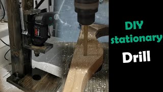 Vertical DIY stationary drill made of wood