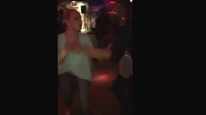 Natalie Arce dancing salsa with Antonio at Salsama...