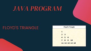 CODING ARMY | JAVA PROGRAM | FLOYD'S TRIANGLE