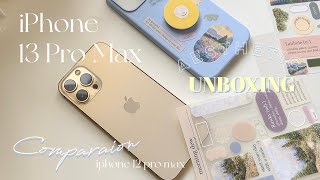 Unboxing iphone 13 promax (Gold) + cute accessories (ASMR) aesthetic, mini vlog by 13 promax