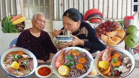 Bà lão 101 tuổi ăn sáng 1 tô Bánh Canh Sườn non Tim Cật cà rốt bắp trái | Món ăn sáng ngon bổ dưỡng