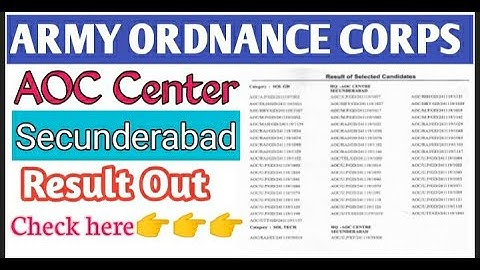 Army Ordnance Corps (AOC) Secunderabad UHQ Result Out,AOC Result