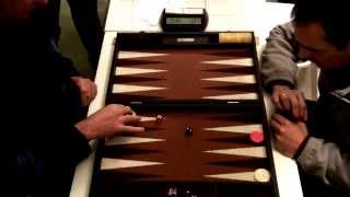 2013 Leuven Open Backgammon. Hypergammon play-off for place in final. Octopussy-style ending.