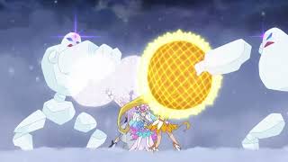 Cure Sunshine & Cure Moonlight Attack Sunflower Aegis & Moonlight Reflectio