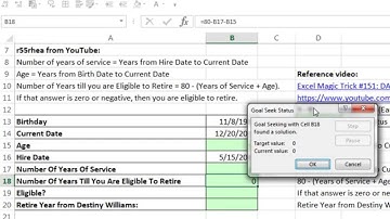 Excel Magic Trick 1148: Calculate Retirement Year Based On 80 Rule