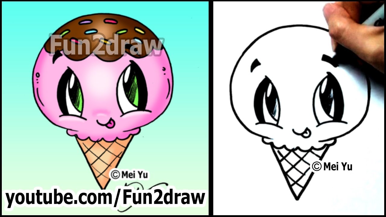 Ice Cream - Yummy Dessert - How to Draw Easy Tutorial ...