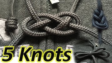 How To Tie Hoodie Strings | 5 Ways To Tie Jacket | Macrame Knots | Tutorial For Knots | Tie A Lace.