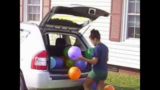 jeep full of balloons - graduation day