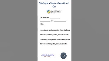 Multiple Choice Questions on Python ( python for beginners Short - 09)