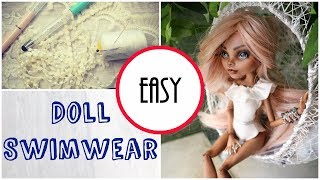 DIY Doll Swimwear Easy / How to Make Monster High Swimsuit Bikini  DIY Craft Tutorial Clothes screenshot 2