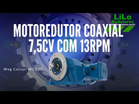 Motoredutor Coaxial com motor de 7,5cv e 13rpm Weg Cestari WCG20 Trifásico 