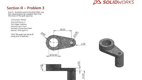 Solidworks CSWA Exam Practice | PART MODELLING | Section A - 3
