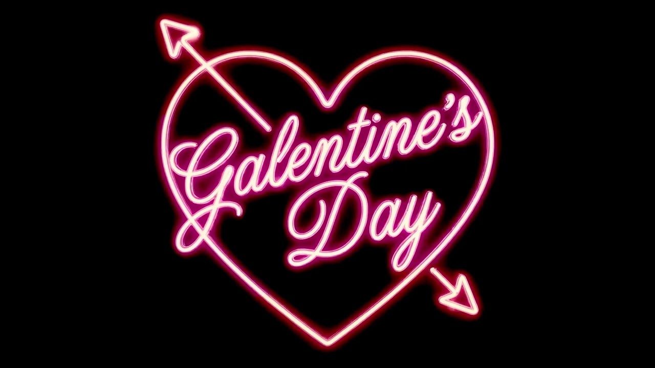 Galentine’s Day Sign Aesthetic 💖 Neon Heart Glow | Lo-Fi Music | 3 Hours Wall Art Screensaver