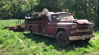 First Start in 25 Years 1958 Chevy Spartan 100 Firetruck Part 1