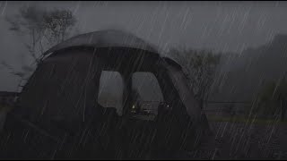 Dark night camping, heavy rain on tent - the sound of the rain needs no translation