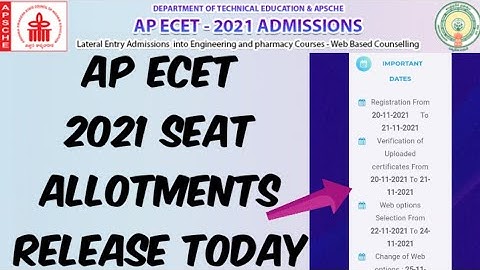 AP ECET 2021 Seat Allotments Release Today 🤩//Timings...?