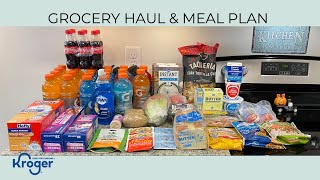 GROCERY HAUL \& MEAL PLAN | BUDGET FRIENDLY | KROGER GROCERY PICKUP | FAMILY OF TWO