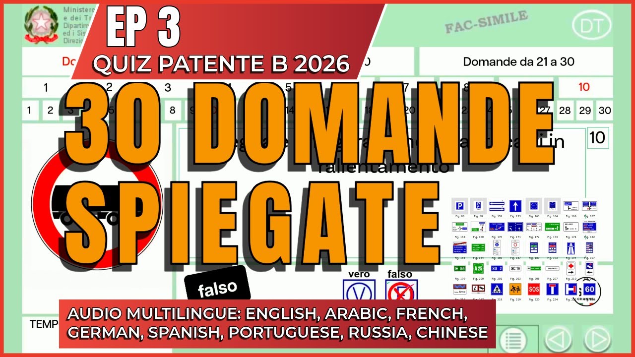 Ep 3 – Quiz Patente B 2026 – 30 Domande con Spiegazioni chiare