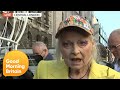 Dame Vivienne Westwood Suspends in Giant Bird Cage to Protest Extradition of Julian Assange | GMB