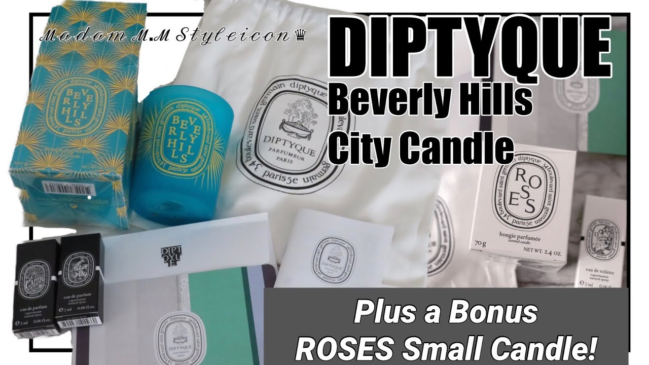 286 DIPTYQUE BEVERLY HILLS CITY CANDLE + BONUS SMALL ROSES CANDLE