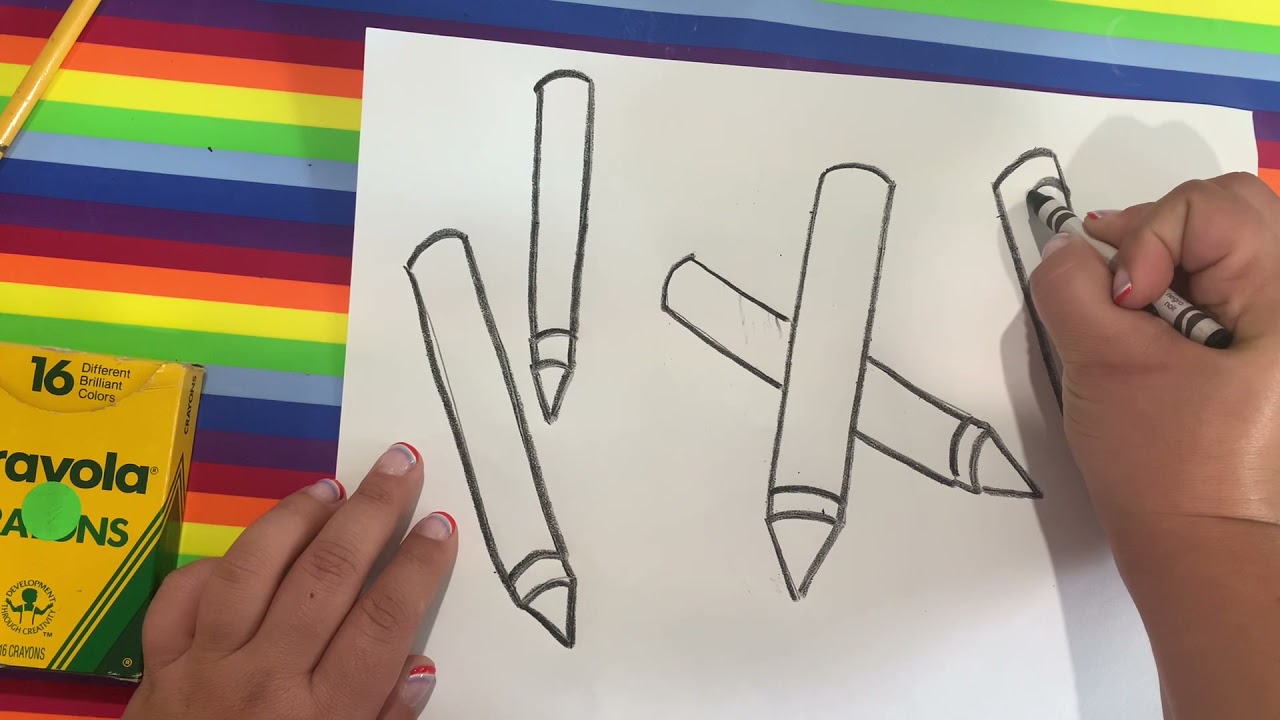 3D crayons with shadows