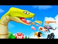 Giant snake to small snake  funny  giant snake eating all animals in forest animal cartoons