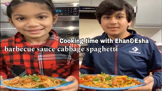 barbecue sauce cabbage spaghetti || Cooking time with Ehan&Esha #cooking #love #viral