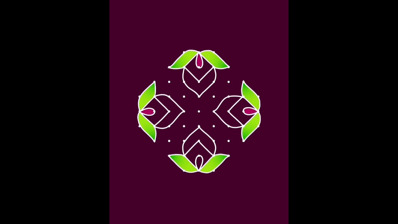 new daily rangoli designs with dots 9 x 3 x 3 आसान कोलम डिजाइन