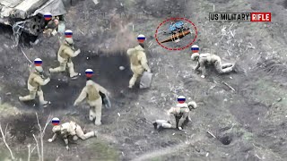 How Russian soldiers sought cover when blown up by Ukrainian FPV drone grenades in Vuhledar