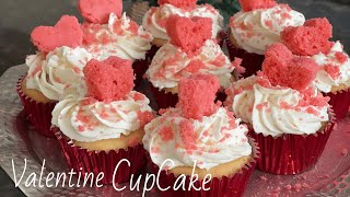 کاپ کیک ولنتاین با قلب | Valentine cupcake with Heart inside | Vanilla cupcake for Valentine day
