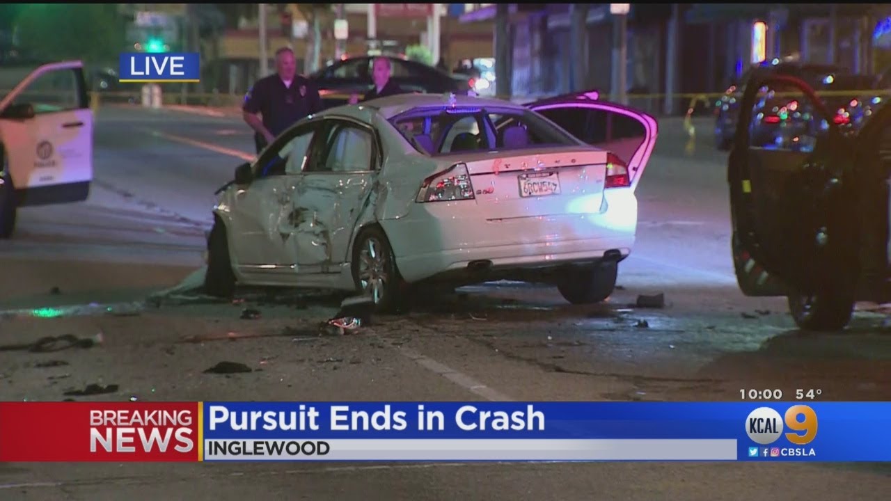 Police Pursuit In Inglewood Ends In Crash - YouTube