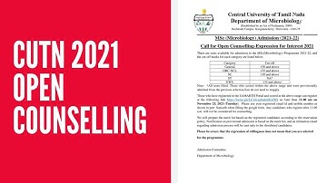 CUCET 2021|central university of Tamilnadu open counselling