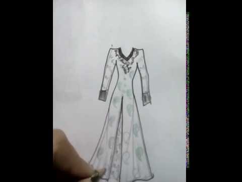 how to draw salwar design | how to draw Kurti design easy | பேஷன் டிராயிங்  வரைவது எப்படி - YouTube