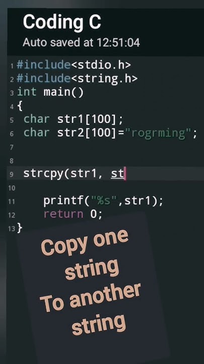 copy one string to another string in C programing #coding # ...