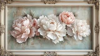 Soft Pink Wallpaper Art for Calm Spaces | Whispers of Blush Romantic Frame Peony Painting for TVs screenshot 5