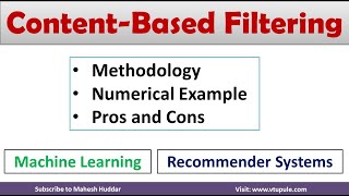 Content-based Filtering | Machine Learning | Recomendar Recommendation  System by Dr. Mahesh Huddar