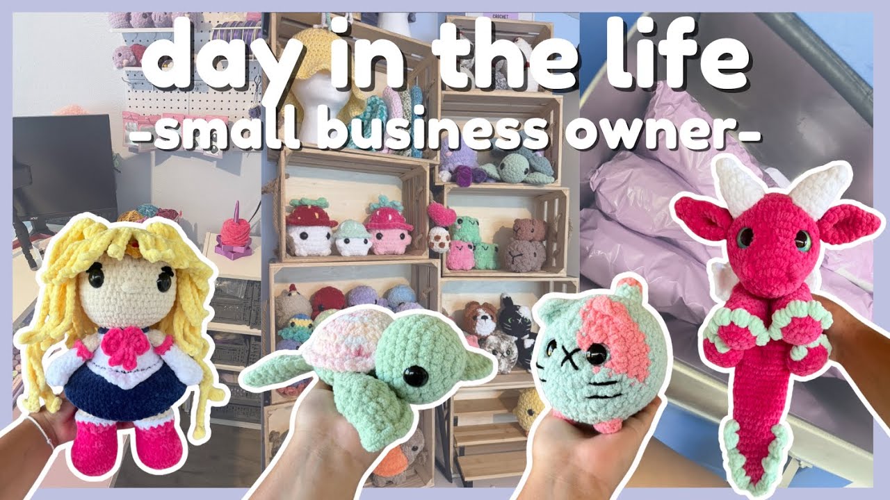 Day in the life as a small business owner 🌸🌟📦 // crocheting / packing ...