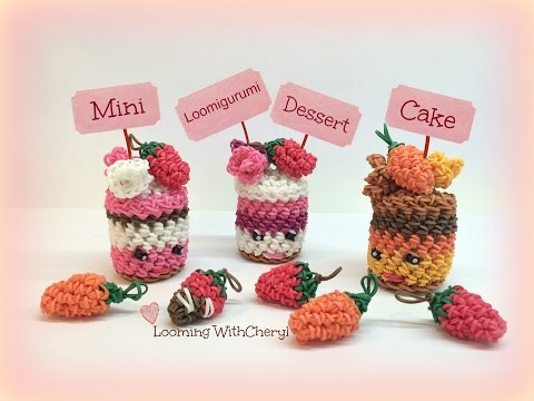 Rainbow Loom Mini Dessert Cake Strawberry / Carrot - Loomigurumi - Amigurumi Hook Only Лумигуруми