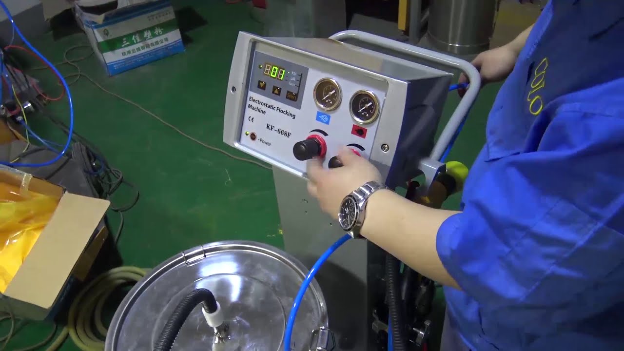 Testing CL-668 flocking machine - YouTube