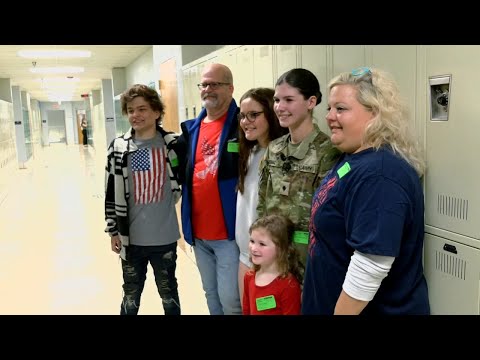 South Oldham High School student surprised by sister returning home from US Army tour